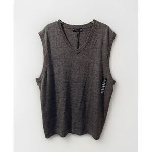 Hart Schaffner Marx V-Neck Sweater Vest Tall 3XT Black Fine Merino‎ Wool NWT